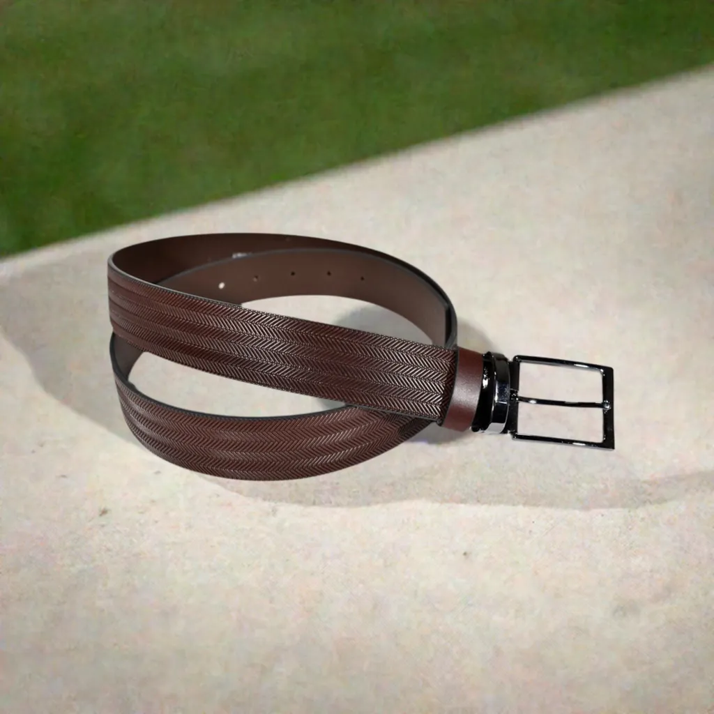 B25 Brown Herringbone Belt
