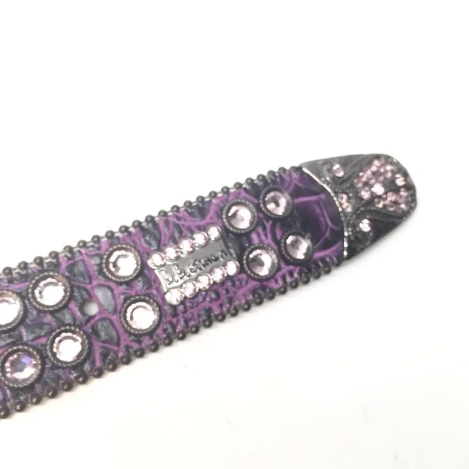 b.b. Simon Purple Double Row Croco Crystal Belt